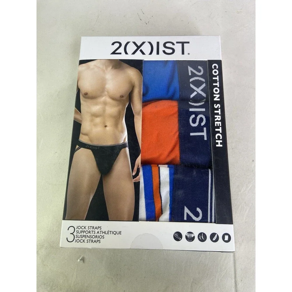 2xist Cotton Stretch 3 Pack Jock Strap Jockstraps Multicolor Mens Size XL